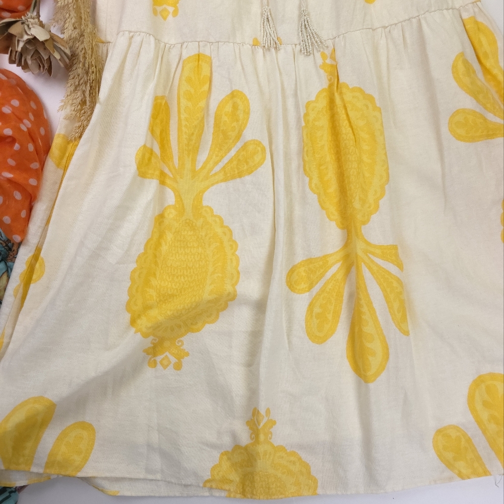 Carshmere & Cupcakes Yellow Cream Floral Tiered Skirt - Size M - Picture 8 of 13